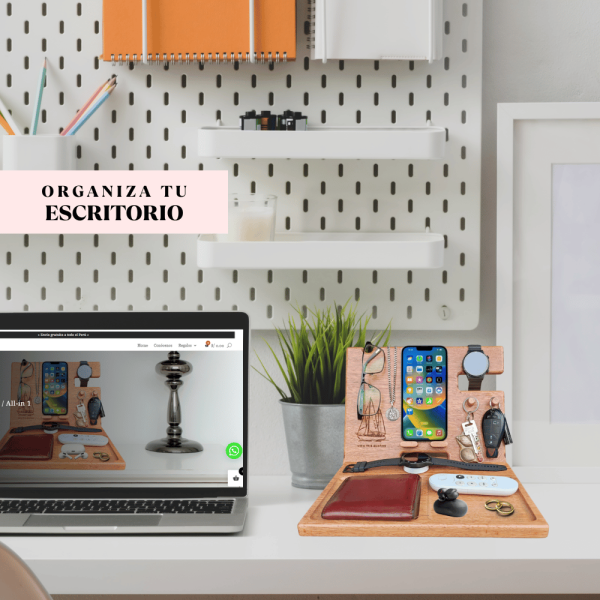 Estación de Celular y Organizador en Madera - Imagen 2